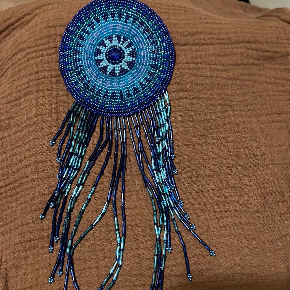 Beautiful Native American beaded hair barrette with dangles
